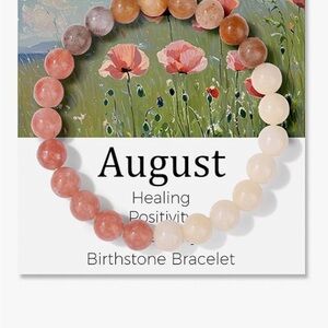 NWT August Birthstone Bracelet - Pink and Cream